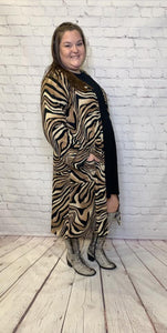 Plus Size Tiger Duster Long Sleeve and Pockets