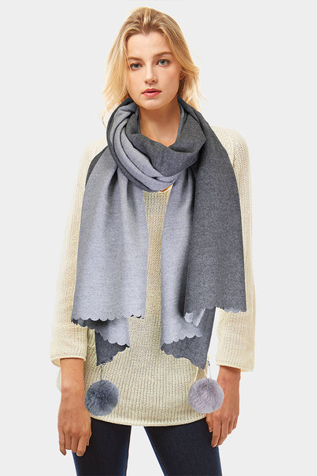 Bicolor PomPom Scarf Wrap
