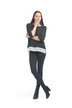 Load image into Gallery viewer, Papillon Charcoal Pom-Pom Sweater with Georgette Underlay