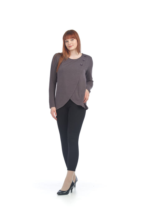 Papillon Charcoal Crossover 3 Button Top