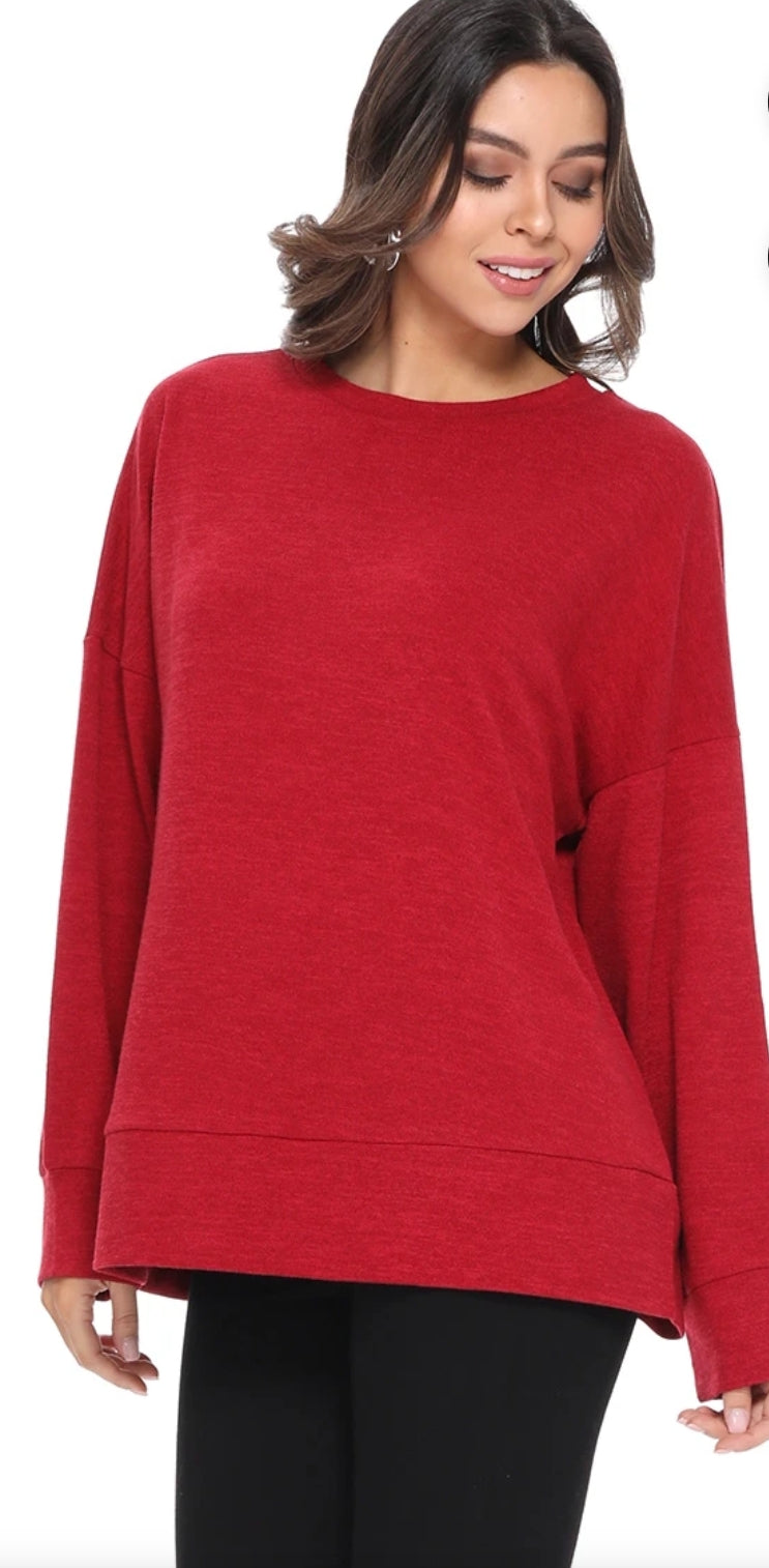 Jackie Loose Long Sleeve Red Sweater
