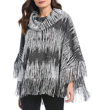 Load image into Gallery viewer, Ali Miles Sequined Fringe Cowl neck Poncho