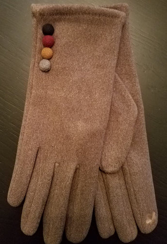 Suede Gloves with Multicolor Accent Buttons