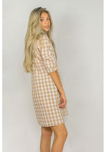 Gingham Print Tunic in Taupe