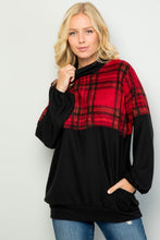 Load image into Gallery viewer, Plus Size Plaid Turtle Neck Long Sleeve Top