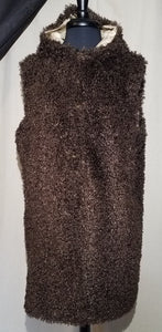 Faux Lambs Fur Vest with Hood