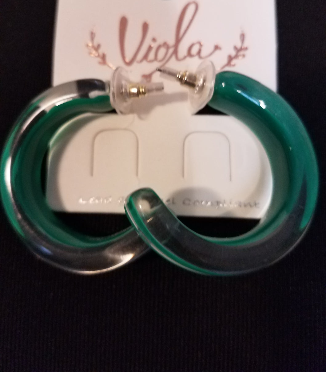 Clear Color Green Open Hoops