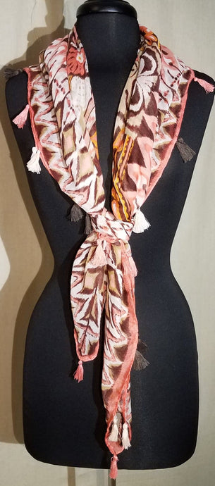 Large Square Shawl Scarf with Tassels in MultiColors