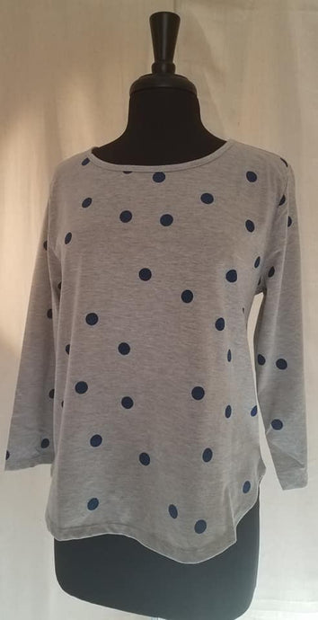 Three Quarter Length Sleeve Heather Polka Dot Top