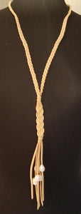 Suede Tassel with Pearls Necklace/Earrings